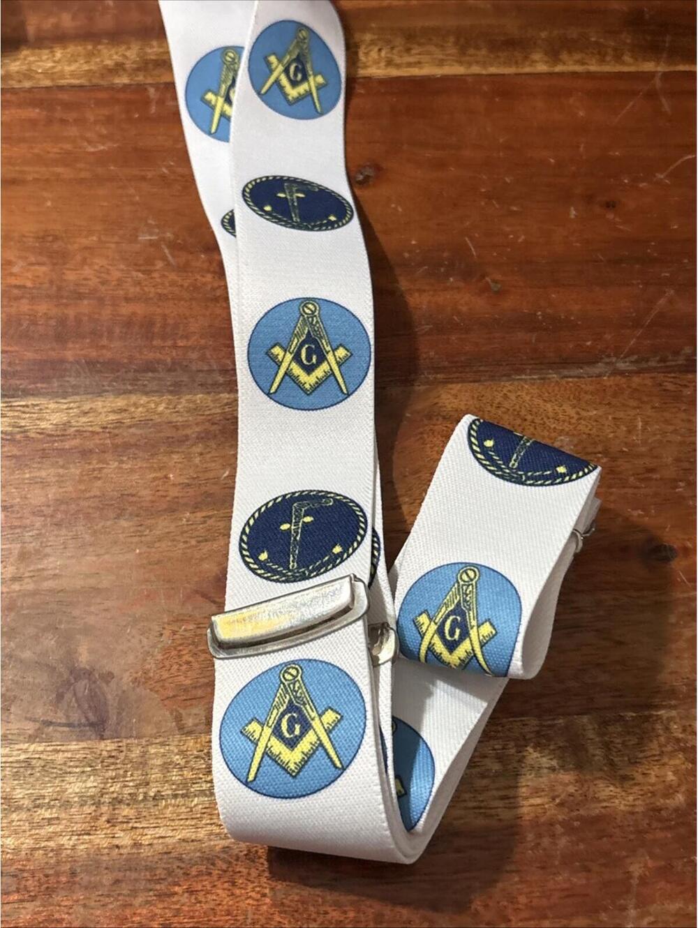 Vintage Original Masonic Stretch Suspenders-Freemasonry-White-Mason Items! Great - Picture 2 of 5
